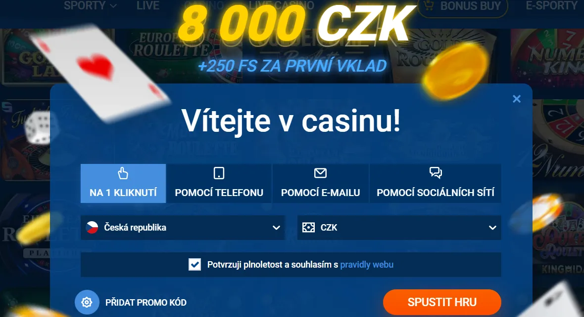 Možnosti registrace na webu MostBet